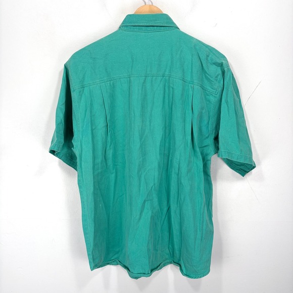 Vintage Club Z Turquoise Beaded Gem Short Sleeve Button Shirt Women Large - Picture 2 of 9